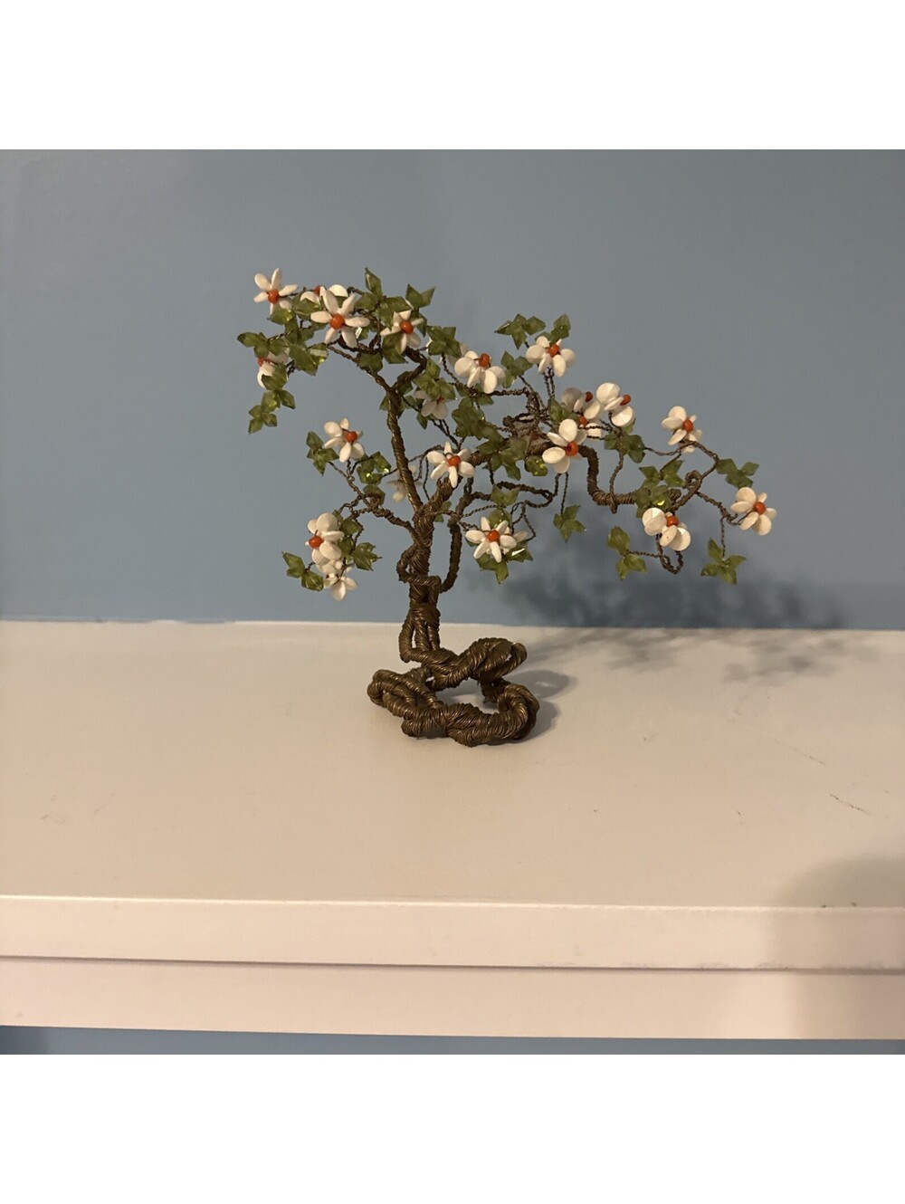 Vintage Chinese Glass & Quartz Blossom Bonsai Tree Sculpture – Asian Décor